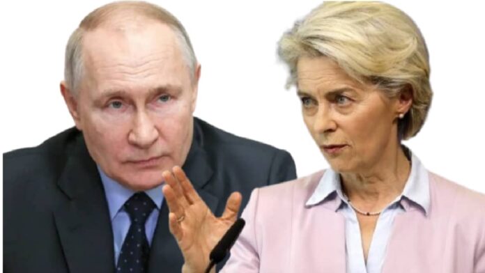 Ursula Von Der Leyen présidente Commission UE et Vladimir Poutine